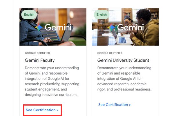 Hướng dẫn lấy chứng chỉ Gemini Faculty miễn phí 13 Chọn "See Certification"