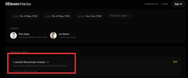 Hướng dẫn nhận 1 tháng ElevenLabs Creator miễn phí trị giá $22 12 Chọn Claim offer