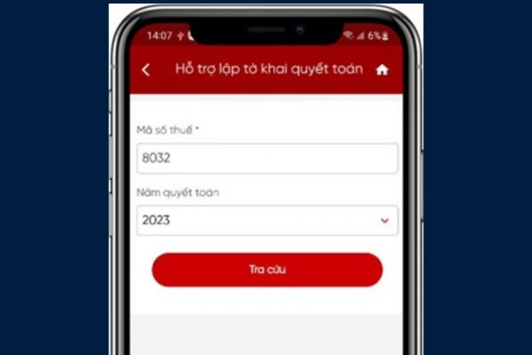 Hướng dẫn quyết toán thuế TNCN trên Etax Mobile 13 Nhấn Tra cứu
