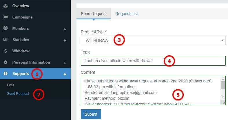 Hướng dẫn rút tiền từ Tamodo về ví Bitcoin ở Blockchain 6