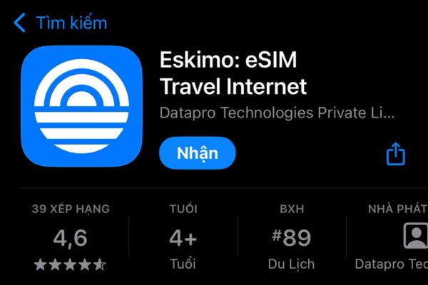 Hướng dẫn tạo eSIM miễn phí nhận 1GB data dùng trong 2 năm 17 Tải ứng dụng Eskimo