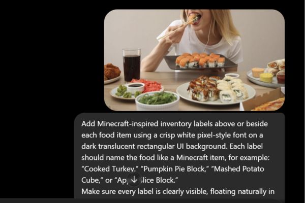 Hướng dẫn tạo ảnh đồ ăn kiểu Minecraft 13 Dán prompt trên vào