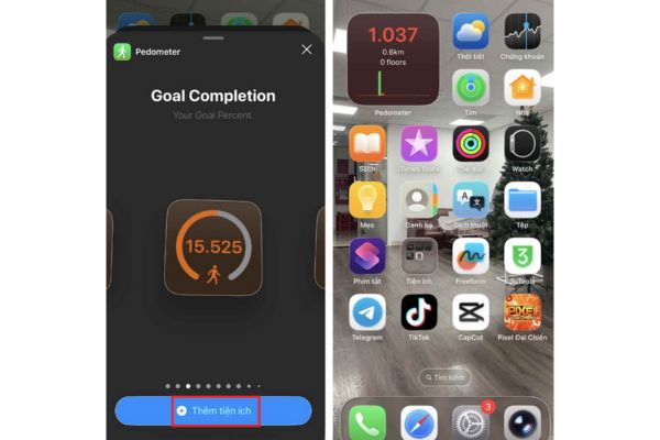 Mẹo ghim bộ đếm số bước lên màn hình iPhone để theo dõi sức khỏe 18 Nhấn nút "Thêm tiện ích"