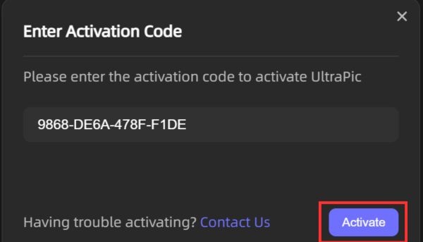 Nhận ngay 90 ngày UltraPic Pro: Xóa phông, làm nét ảnh bằng AI 11 Dán mã code vào