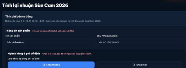 Tool tính lợi nhuận Shopee