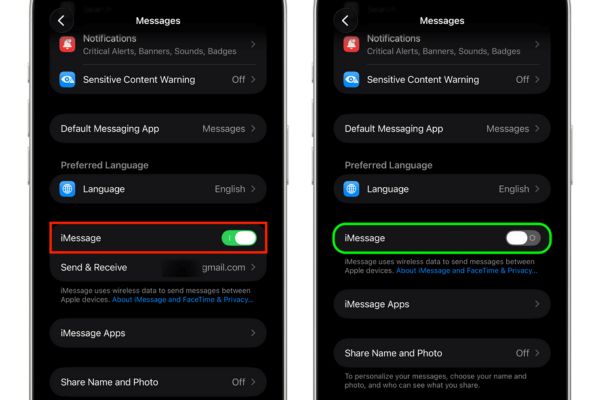 Tắt hoàn toàn iMessage