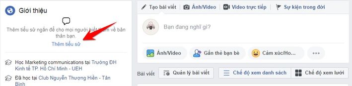 Tạo Tiểu sử Facebook bằng Trình phát nhạc bài hát 11 thêm tiểu sử facebook