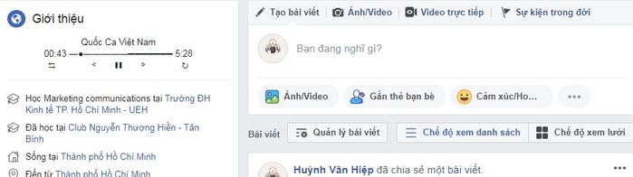 Tạo Tiểu sử Facebook bằng Trình phát nhạc bài hát 13 trình phát nhạc facebook