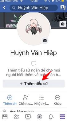 tạo tiểu sử facebook trên điện thoại