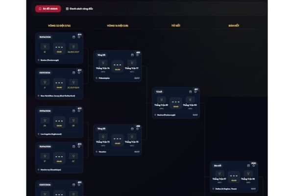 Trang web tra lịch thi đấu World Cup 2026 trực quan, đồng bộ lịch tự động 13 Bảng xếp hạng và sơ đồ nhánh trực quan