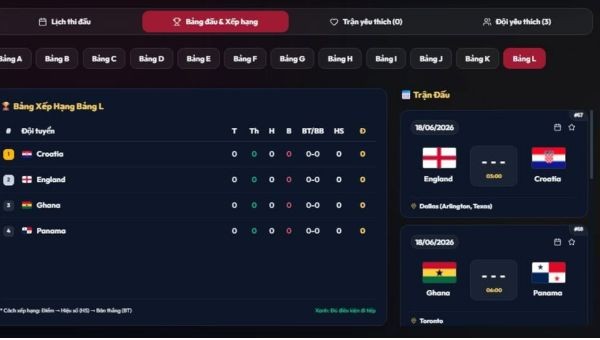 Trang web tra lịch thi đấu World Cup 2026 trực quan, đồng bộ lịch tự động 14 Trang web tra lịch thi đấu World Cup 2026