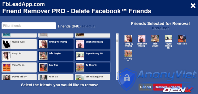 Xóa tất cả bạn bè Facebook trong 2s 17 Xóa tất cả bạn bè Facebook trong 2s 14