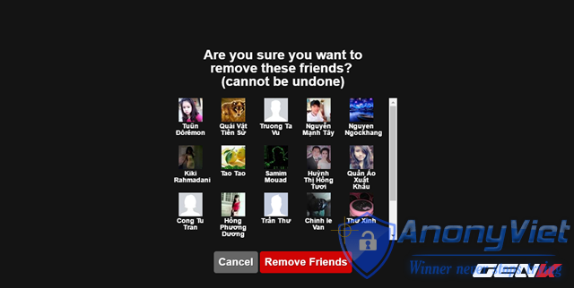 Xóa tất cả bạn bè Facebook trong 2s 20 Xóa tất cả bạn bè Facebook trong 2s 17