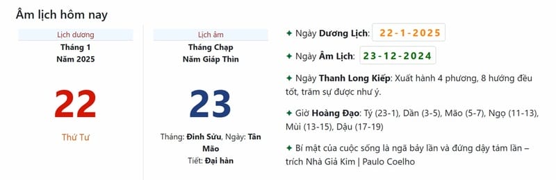 Xem Ngày Âm Lịch: Đổi lịch âm, lịch dương, ngày giờ hoàng đạo,... 9 Cung cấp thông tin về ngày hiện tại