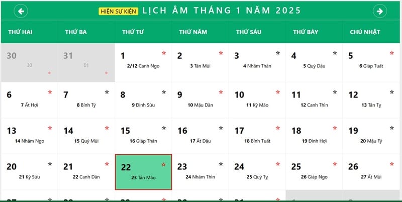 Xem Ngày Âm Lịch: Đổi lịch âm, lịch dương, ngày giờ hoàng đạo,... 10 Hiển thị lịch âm từng tháng