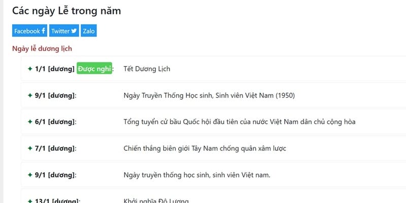 Xem Ngày Âm Lịch: Đổi lịch âm, lịch dương, ngày giờ hoàng đạo,... 13 Hiển thị các ngày lễ trong năm